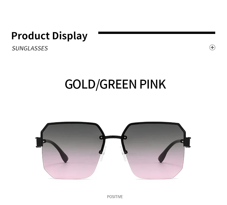 Neue modische Metall-Sonnenbrille mit übergroßem Rahmen, Unisex, Premium, trendig, vielseitig, quadratischer Rahmen, Sonnenbrille 1204 – Detail 13