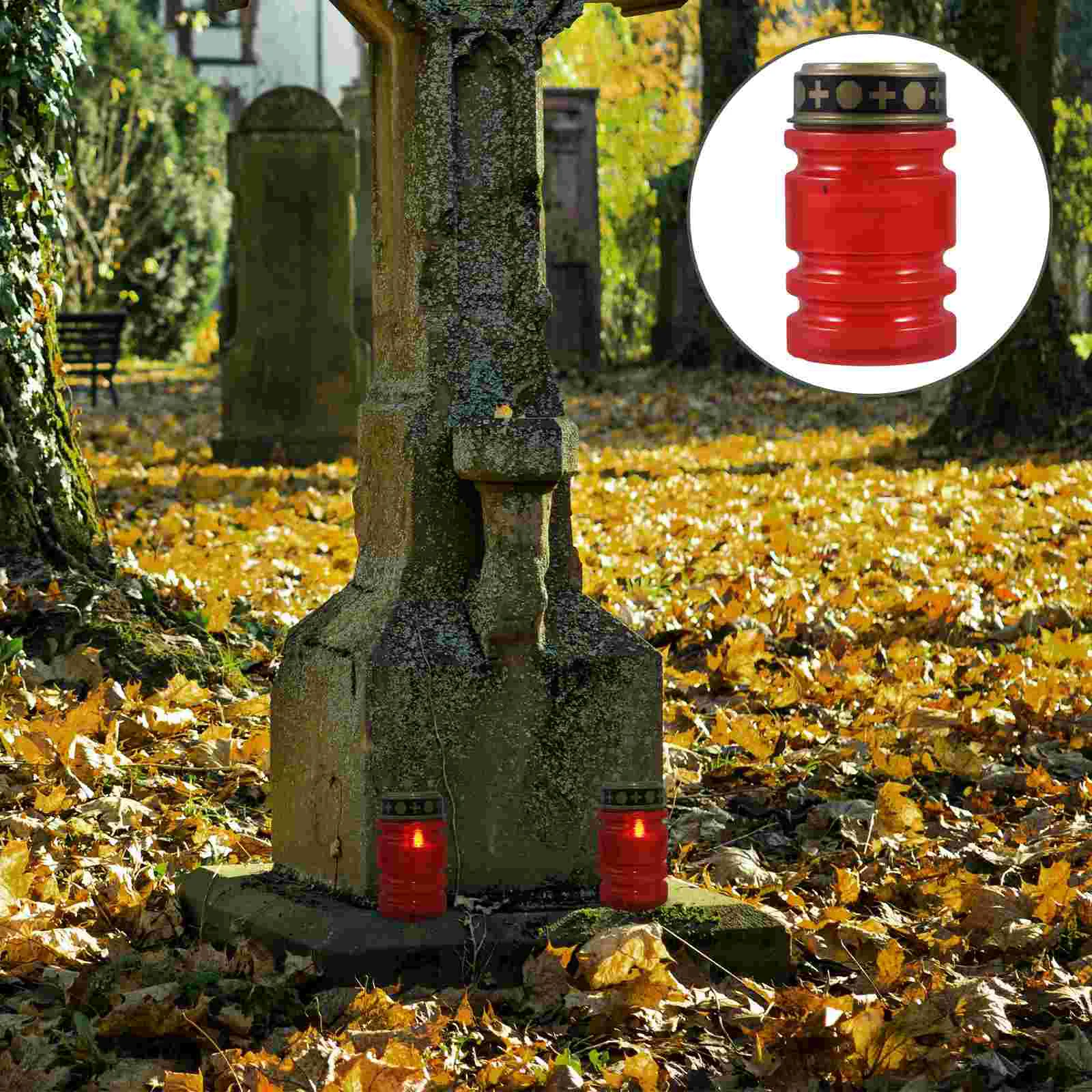 

LED Memorial Candles Electronic Tea Lights Jesus Table Lamp Grave Flameless