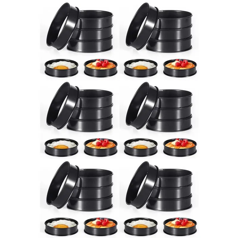 B97A-36Pcs Crumpet Rings, 4 Inch Double Rolled Stainless Steel Round Cake Tart Cookie Egg Burger Rings Mold