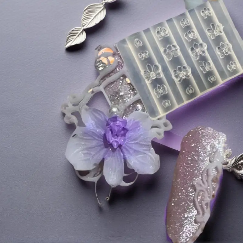 Moule à ongles Design orchidée papillon doux, outil de modèle de sculpture de manucure de fleur de Phalaenopsis 3D, DIY
