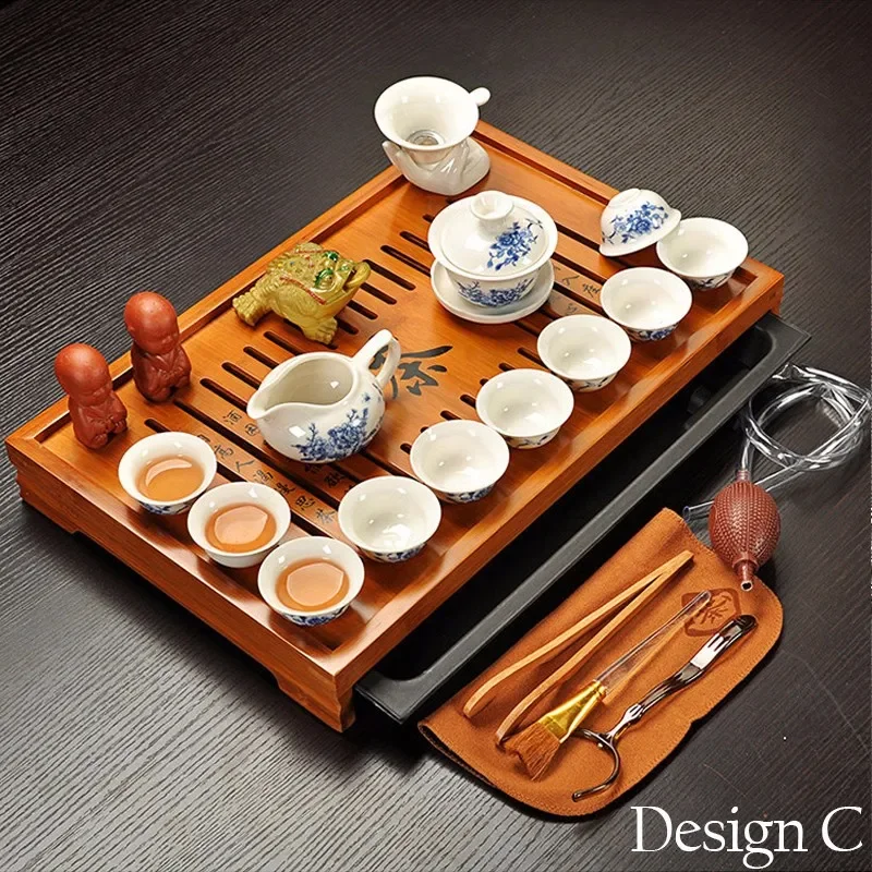 Jingdezhen Purple Clay Kung Fu Tea Set Drinkware Tea Cup,Tureen Infuser,Chinese Tea Ceremony with Gaiwan,Chahai Tea Table