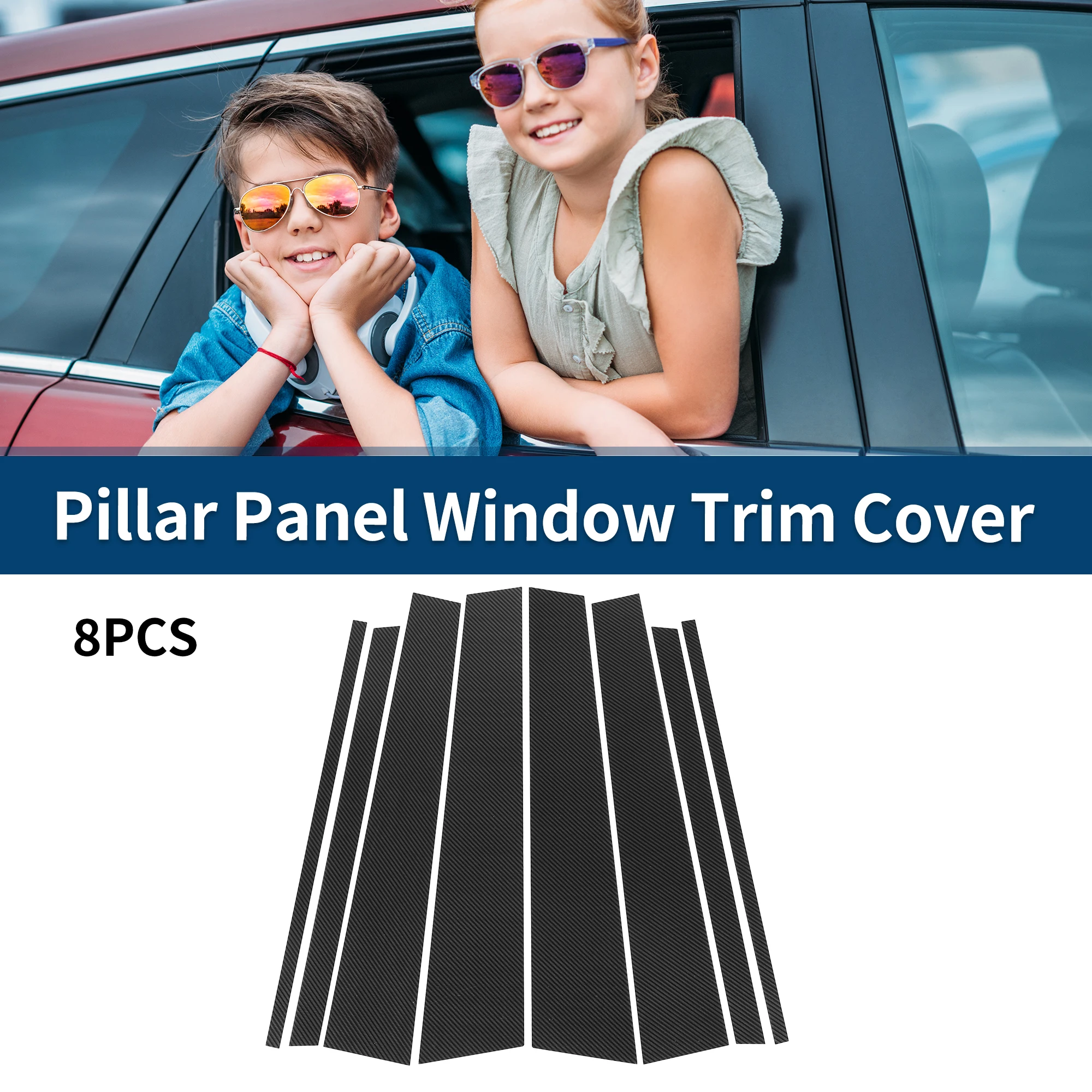 

X Autohaux 8 Pcs Car Pillar Window Trim Cover for Honda Pilot 2015 2016 2017 2018 2019 2020 2021 2022 Black Carbon Fiber