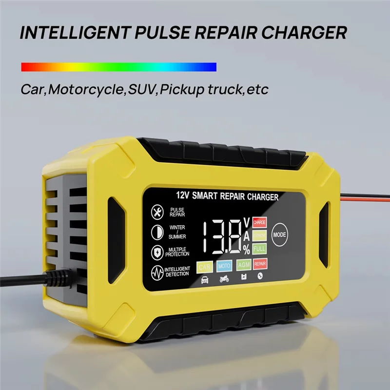 

【ABUP】12V 6A Smart Truck Motorcycle Charger Car Auto Battery Charger Pulse Repair Digital LCD Display