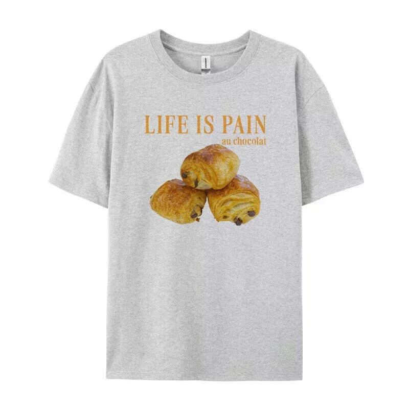 Pain Au Chocolat Funny Quotes T-Shirt Cute Food Graphic Tees Women Casual Croissant Bread Lover Shirt Unisex Summer Clothes Gift