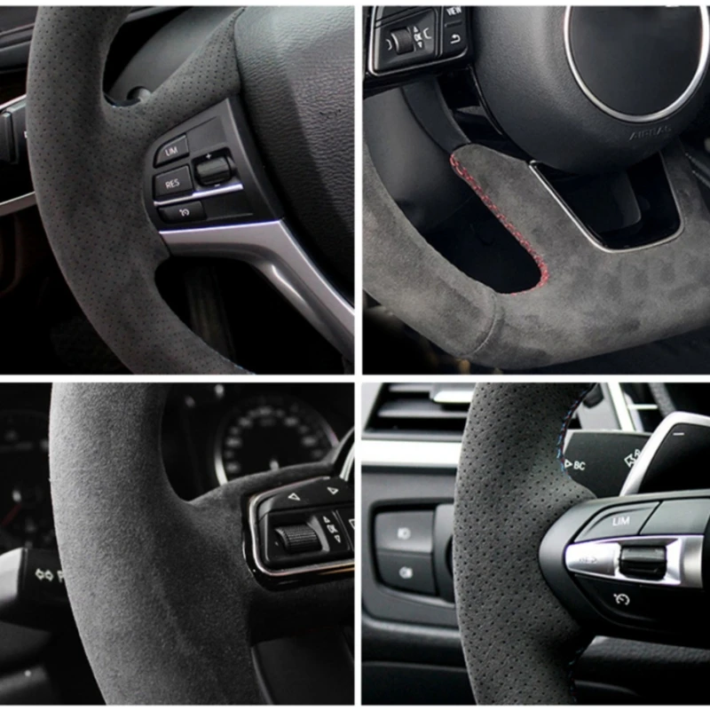 Custom Car Steering Wheel Braid Cover Soft Suede 100% Fit For Subaru Forester Impreza Legacy Exiga Auto Interior Accessories