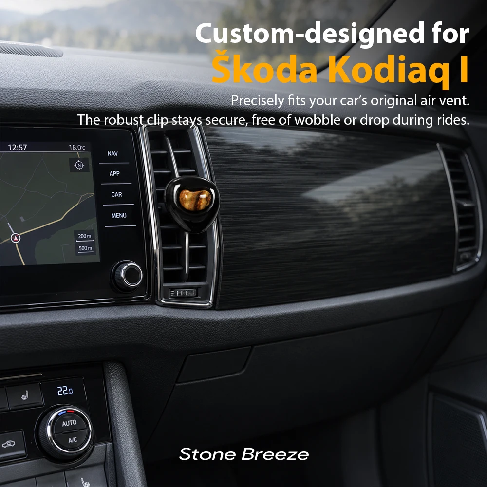 For Škoda Kodiaq I NS 16–24 Natural Gemstone Car Air Freshener Vent Clip Luxury Perfume Diffuser Refillable Interior Ornament