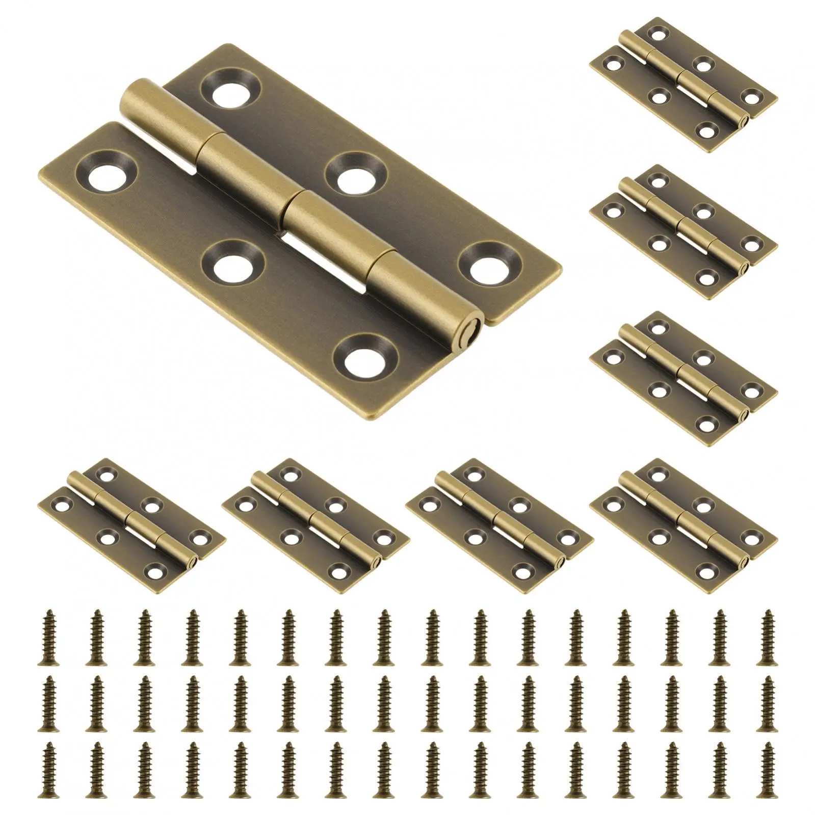 

8pcs Solid Brass Folding Butt Hinges for Jewelry Box Small Wooden Boxes Cabinet 1.5 2 2.5 3 inch Mini Hinges with 48 pcs Screws