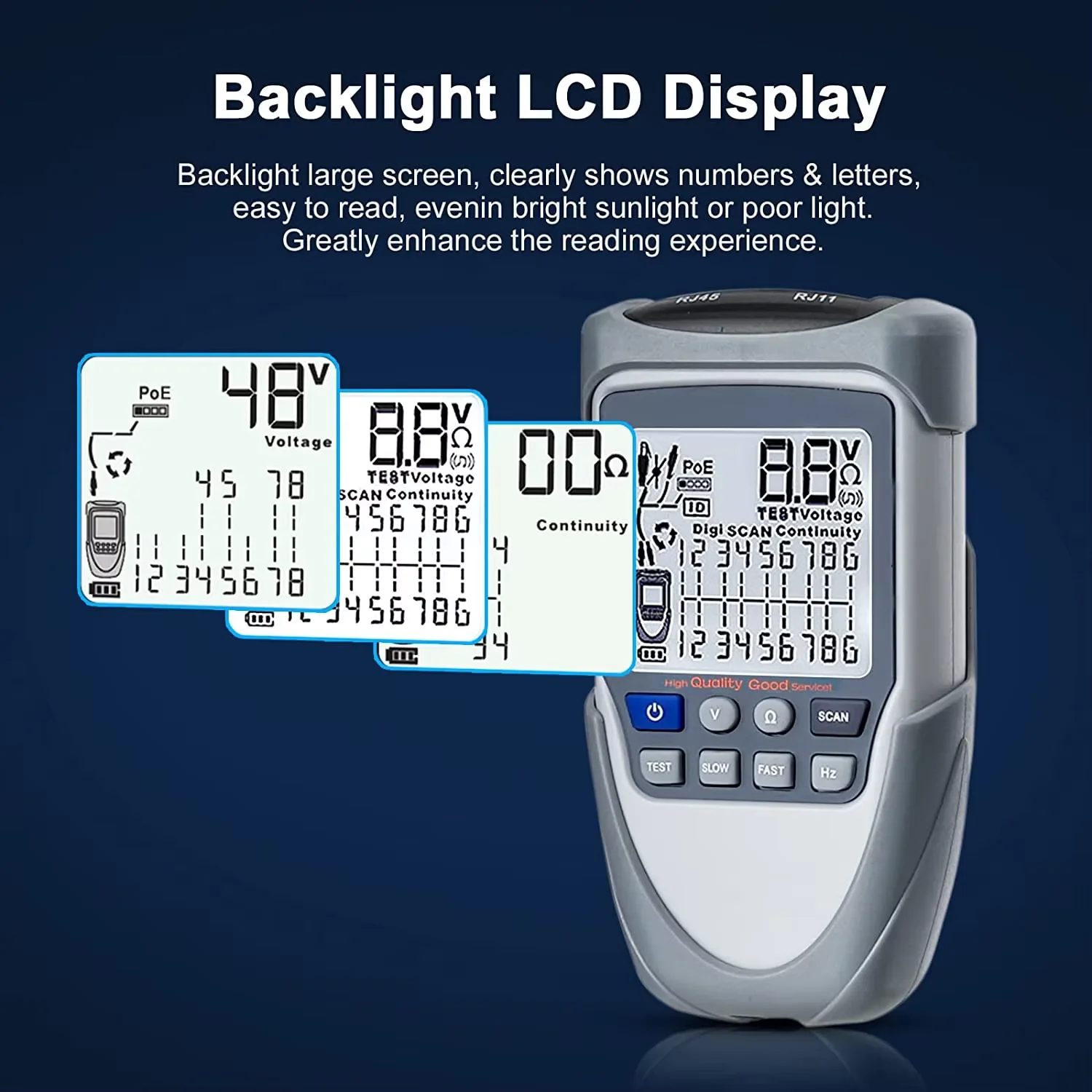 TOOLTOP Digital Network Cable Tester Wire Tracker PoE Test Digitalized CableTracing Breakpoint Ethernet Cable Checking Tools
