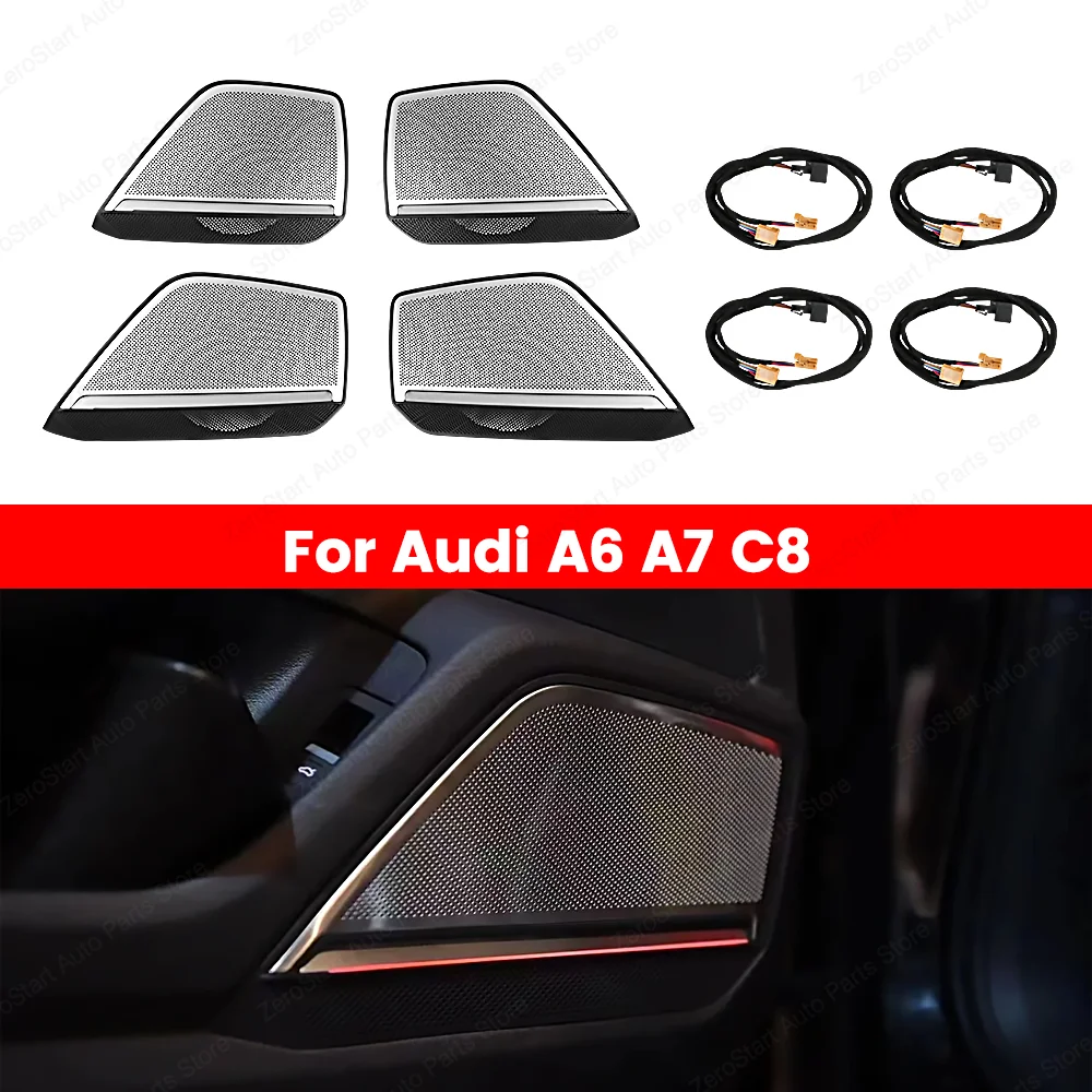 

30 Color LED Metal Speaker Cover for A6 A7 C8 2019-2023 Car Door Horn Trim Panel BO Type Decorative Lamp Interior Ambient Lights