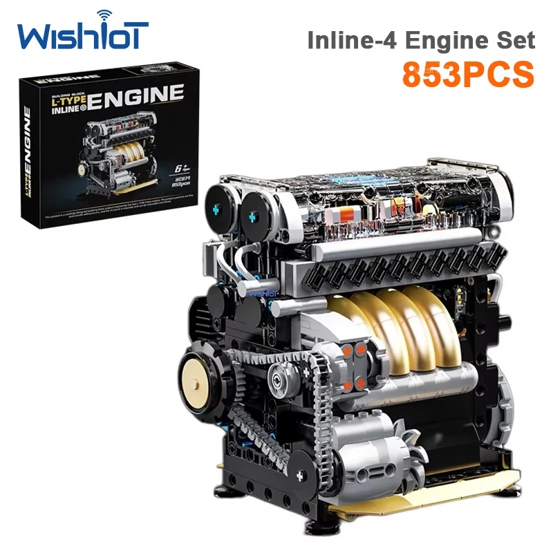 YC614 853pcs Inline 4 Cylinder Mechanical Engine Model Building Blocks Set DIY Motor Vehicle Assembly Bricks Toy Kids Gifts