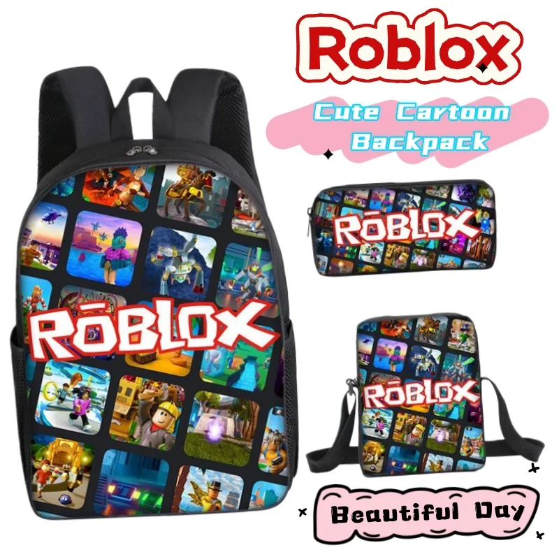 

Высококачественный простой индивидуальный студенческий легкий рюкзак Roblox, модный исходящий рюкзак с героями мультфильмов, подарок на день рождения из трех частей