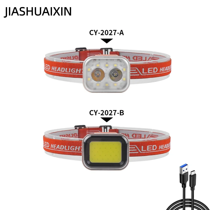 JIASHUAIXIN COB strong light headlamp outdoor long battery life lightweight headlamp hiking and climbing LED hat clip light