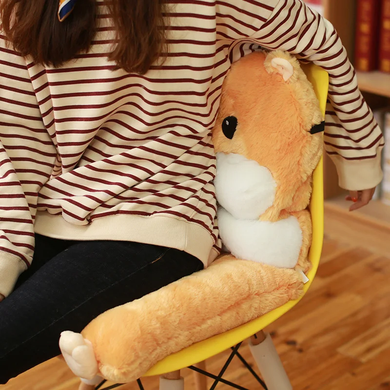 Kawaii Hamster Shaped Plush Throw Pillow Multi-Function Stuffed Animal Chair Cushion Hand Warmer - Soft Cuddly Toy for All Ages