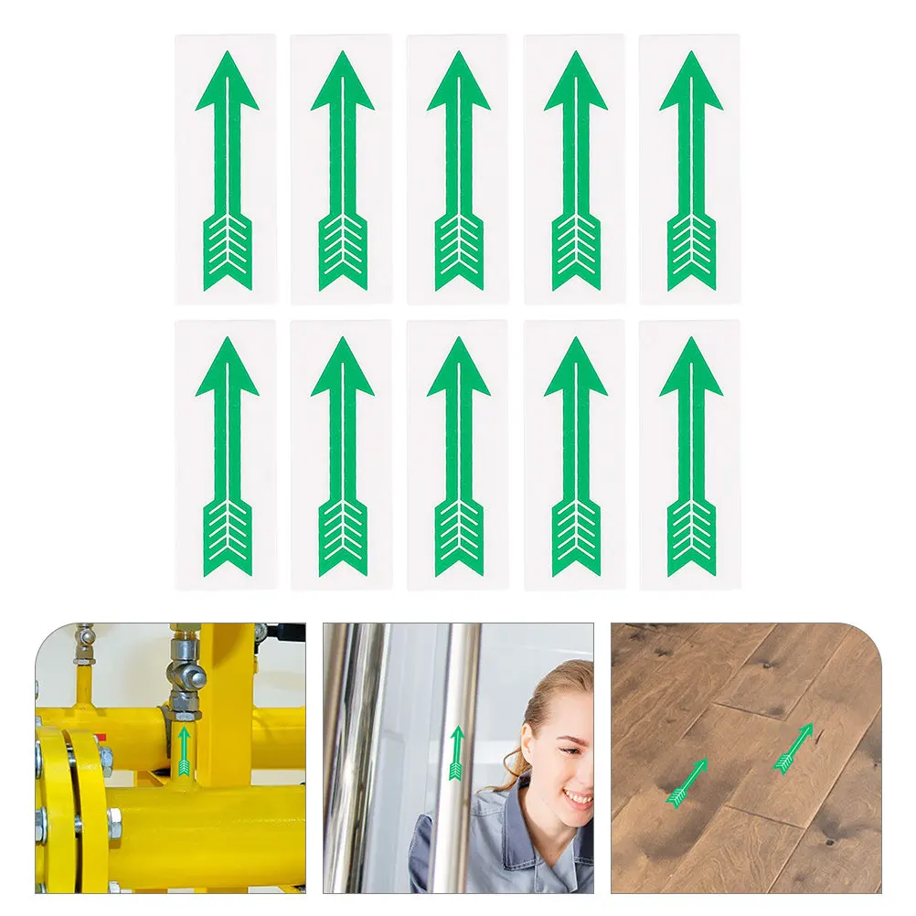 10Pcs Directional Arrow Stickers Tear Proof Adhesive Decals for Floor Wall Electronic Mechanical Equipment Traffic