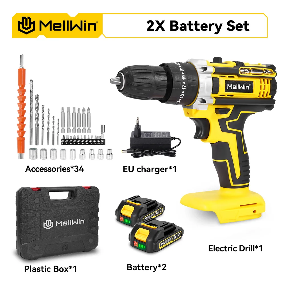 MELLWIN 25 + 3 Koppel Elektrische Klopboormachine Multifunctionele Draadloze Elektrische Schroevendraaier DIY Power Tool Voor Makita 18V Batterij pin