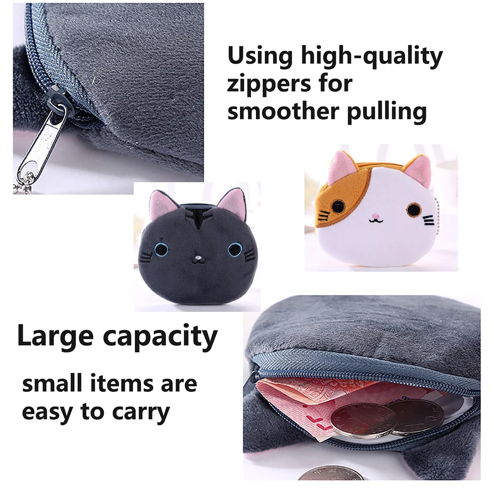 1Pcs Soft Plush Cartoon Women Coin Purse Cute Animal Zipper Children Girl Coin Wallet USB Cable Headset Mini Bag Key Wallet