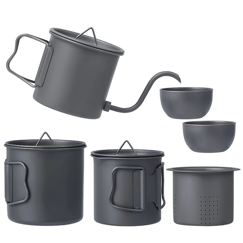 

Outdoor Pure Titanium Tea Set, Camping Picnic Tea Pot Teacup Kettle Set, Travel Hiking Ultra Light Portable Tea Pot Tea Cup