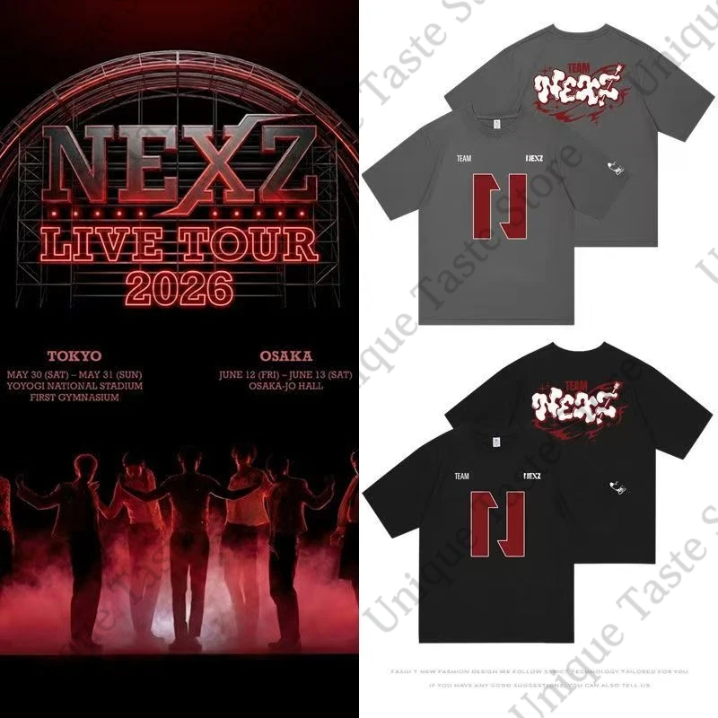 NEXZ LIVE TOUR 2026 T Shirt Kpop Fashion Same Letter Print Fans T-shirt Men Women High Quality Cotton Short Sleeve Tee Tops