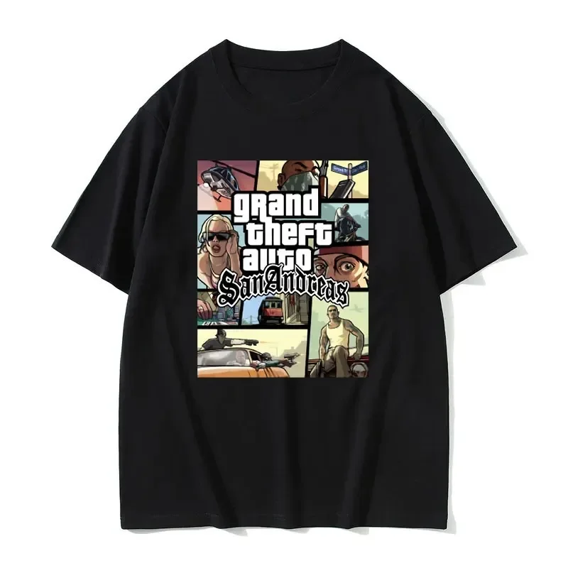 تي شيرتات رجالي مطبوعة للسرقة الكبرى للسيارات في المدينة ، توبات هاراجاكو غير رسمية ، لعبة GTA براقة ، ملابس نسائية ، تيشيرتات كبيرة الحجم ،