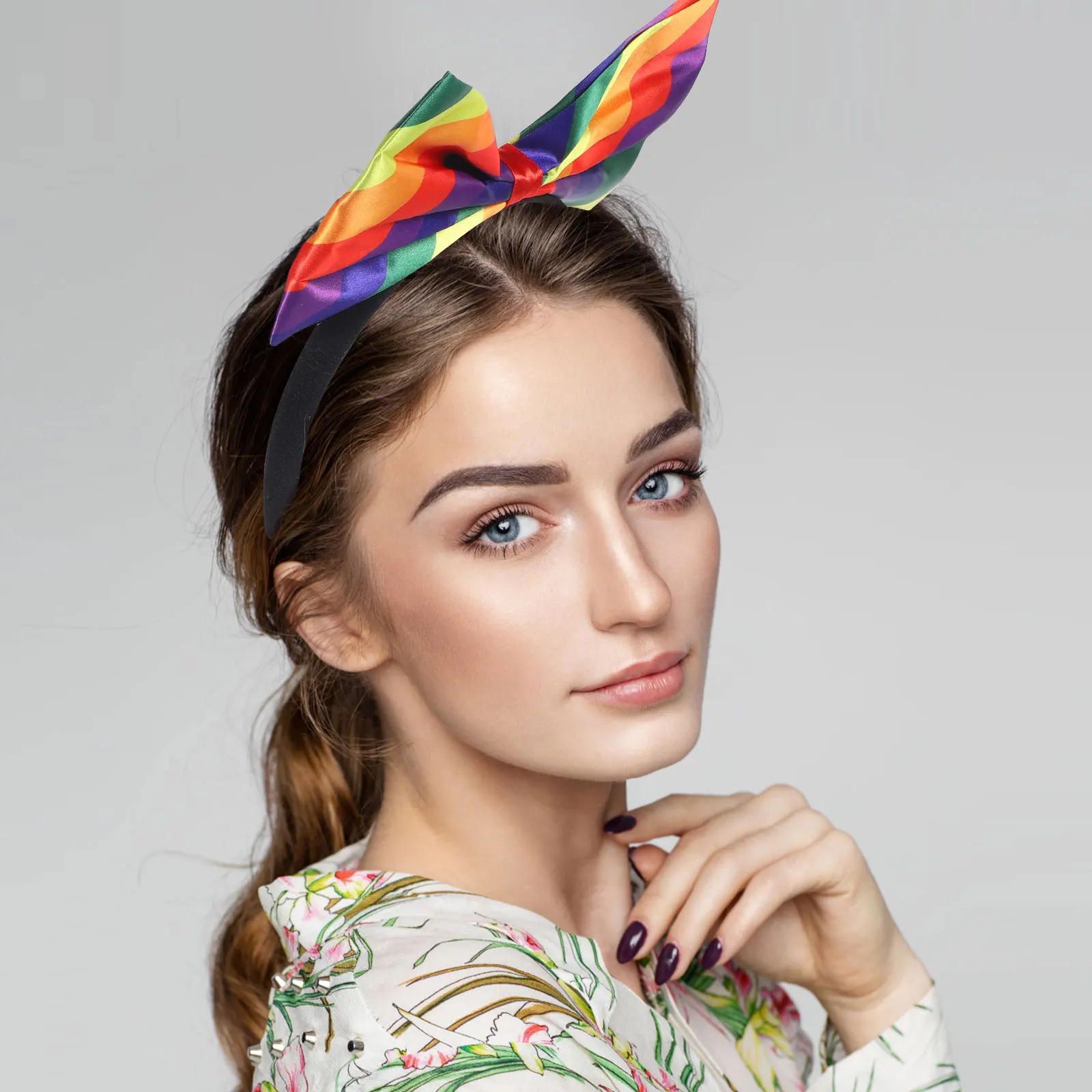 

Knotted Rainbow Headband Headbands Big Bowknot for Women Cute Hair Accessories Man