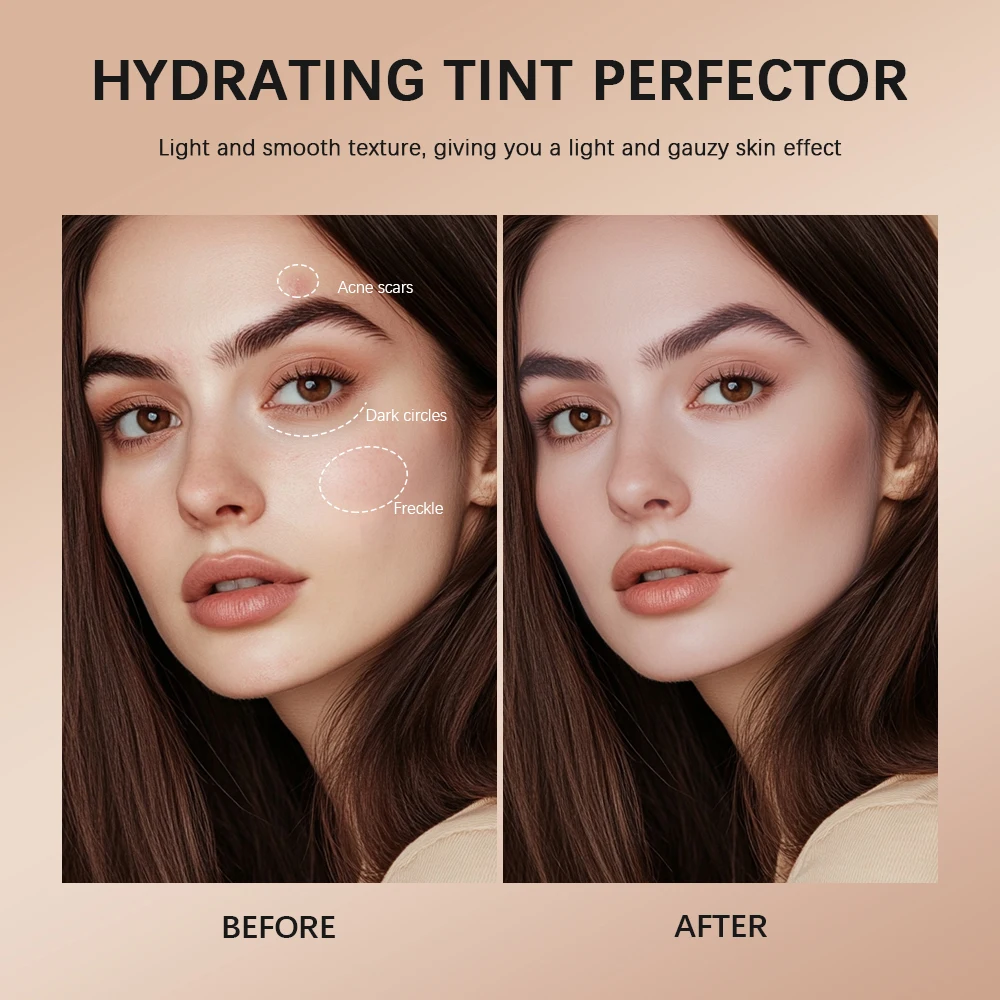 Strong Coverage Tinted Hydrating Cream Lightweight Concealer Even Skin Tone Semi-matte Finish Natural Moisturizes Face Makeup