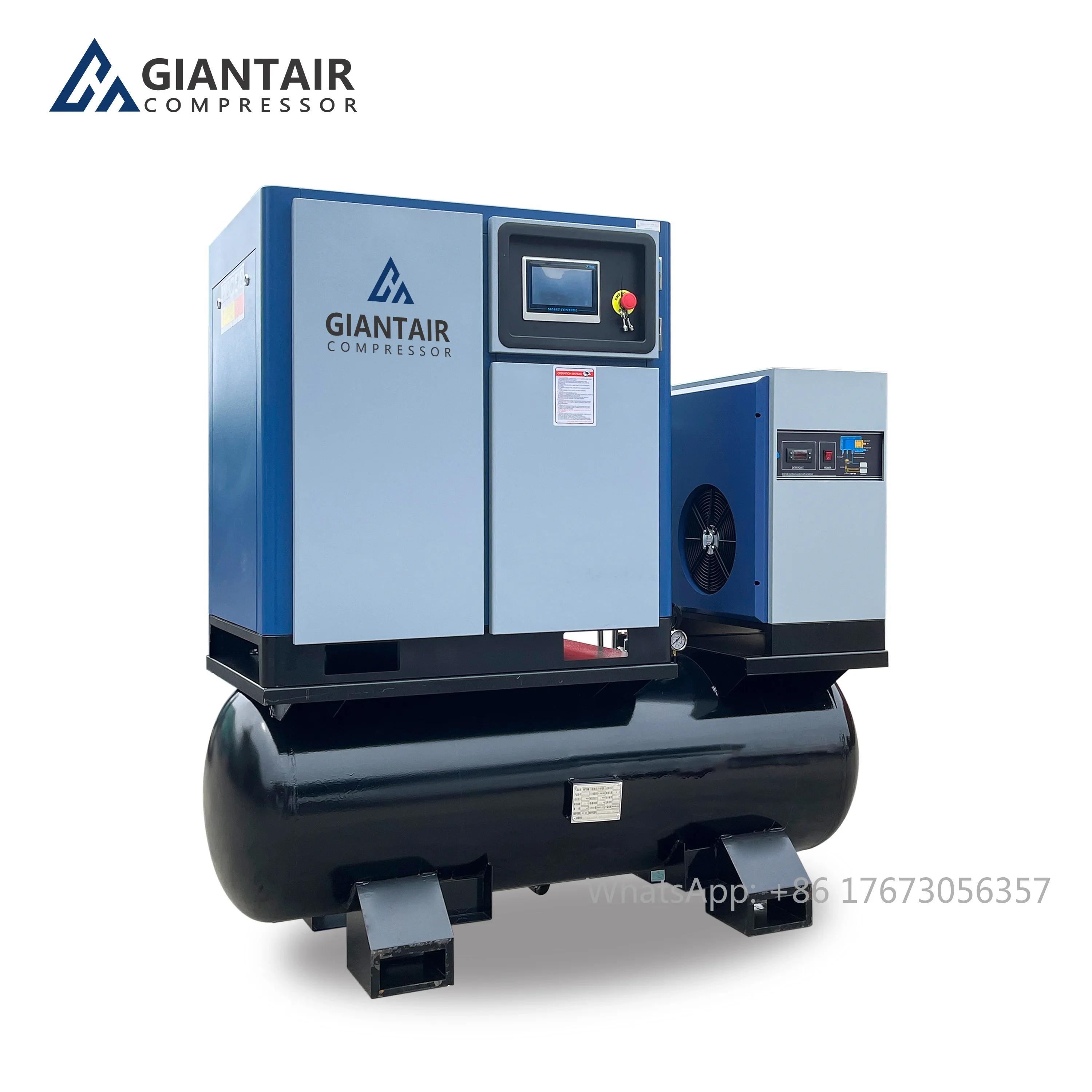 Rotary Industrial Air-compressor 7.5KW 11KW 15KW 22KW All-in-one Screw Air Compressors 500 Litre With Air Dryer