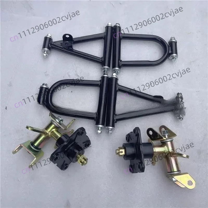 Front Suspension Kit Swing Arm Steering Knuckle Spindle 4 Stud Flange Shock Absorber for DIY Electric Go Kart ATV