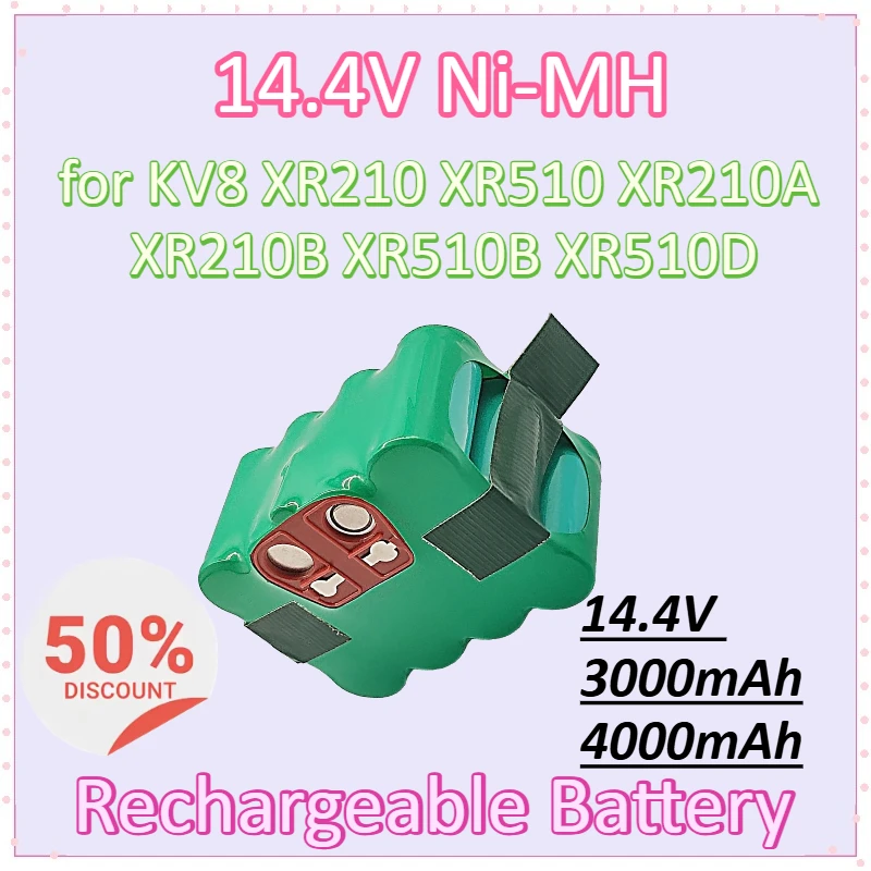 

14.4V Ni-MH Rechargeable Battery 3000mAh 4000mAh Vacuum Cleaner Sweeping Robot for KV8 XR210 XR510 XR210A XR210B XR510B XR510D