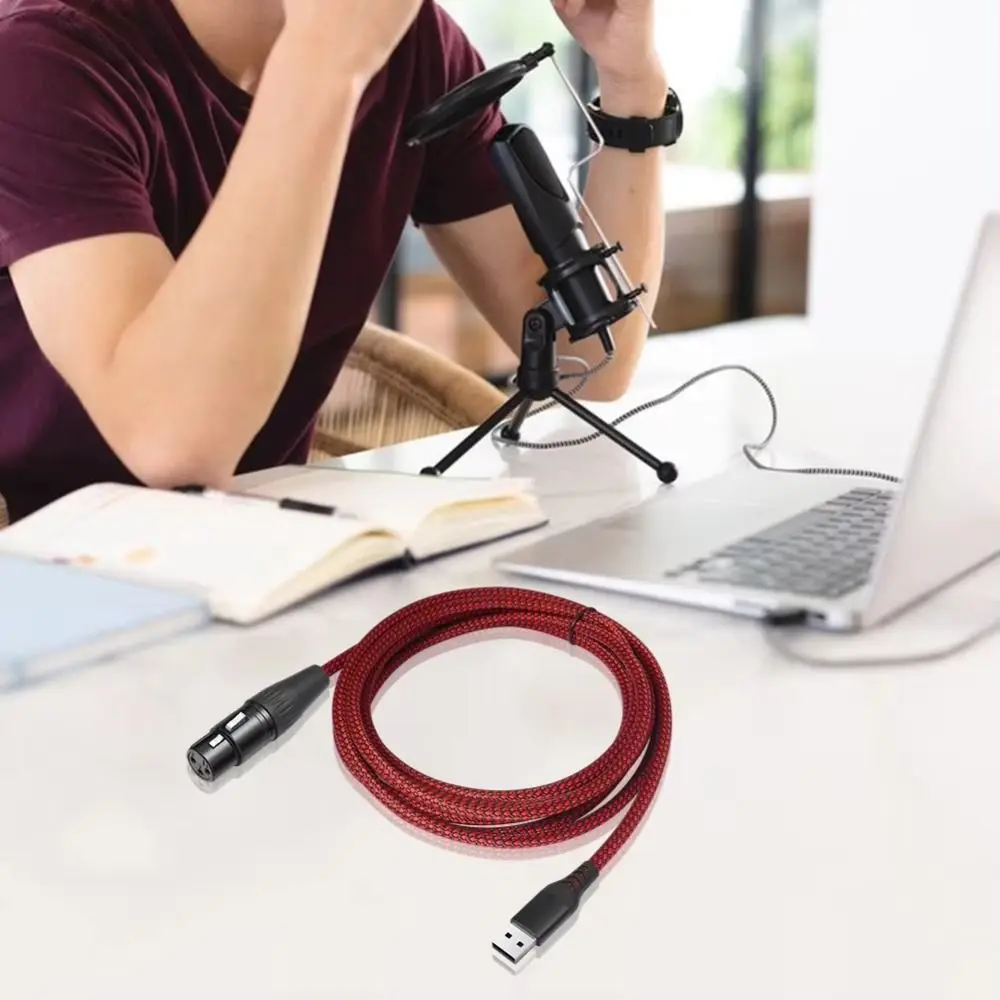 

Canon Plug USB Microphone Cable 1m 2m 3m Male To Female Mic Link Converter Cable Built-in Decoding Chip Corrosion-Resistant