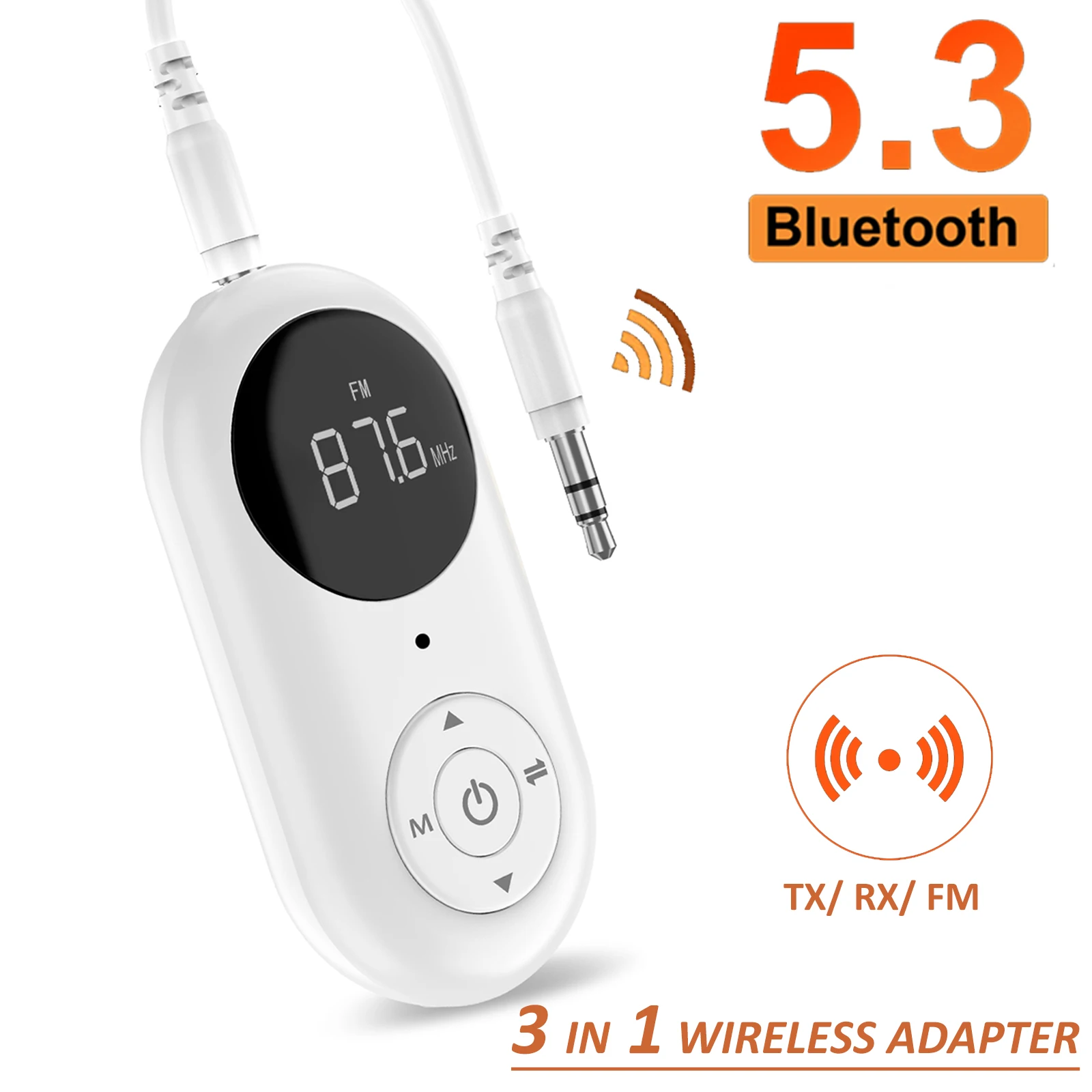 LED Digital Display Bluetooth 5.3Receiver Transmitter Adapter 3.5MM AUX MP3 Player HIFI Audio Adapter For PC TV Car Home Speaker