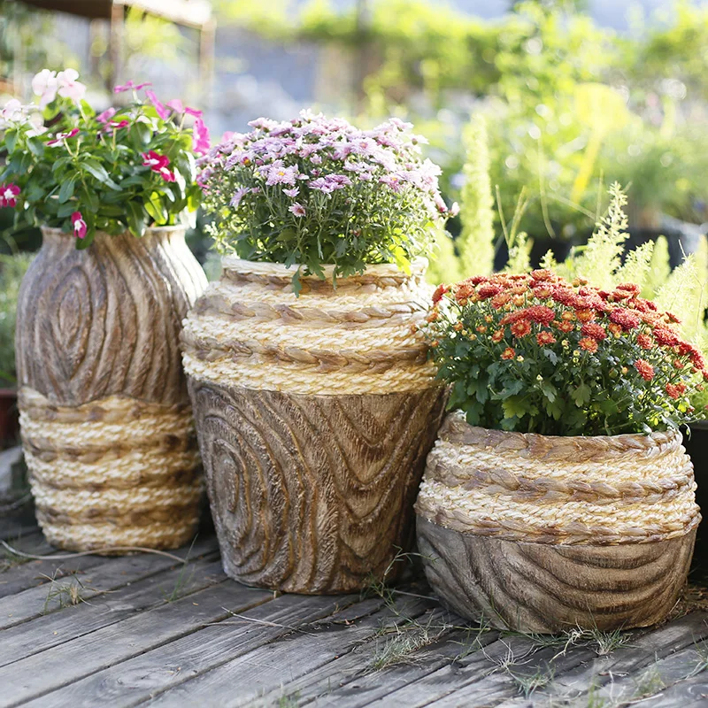 

Large Diameter Woven Flower Pot Balcony Layout Succulent Set Combination Courtyard Decoration Ceramic Clearance Nordic Simple