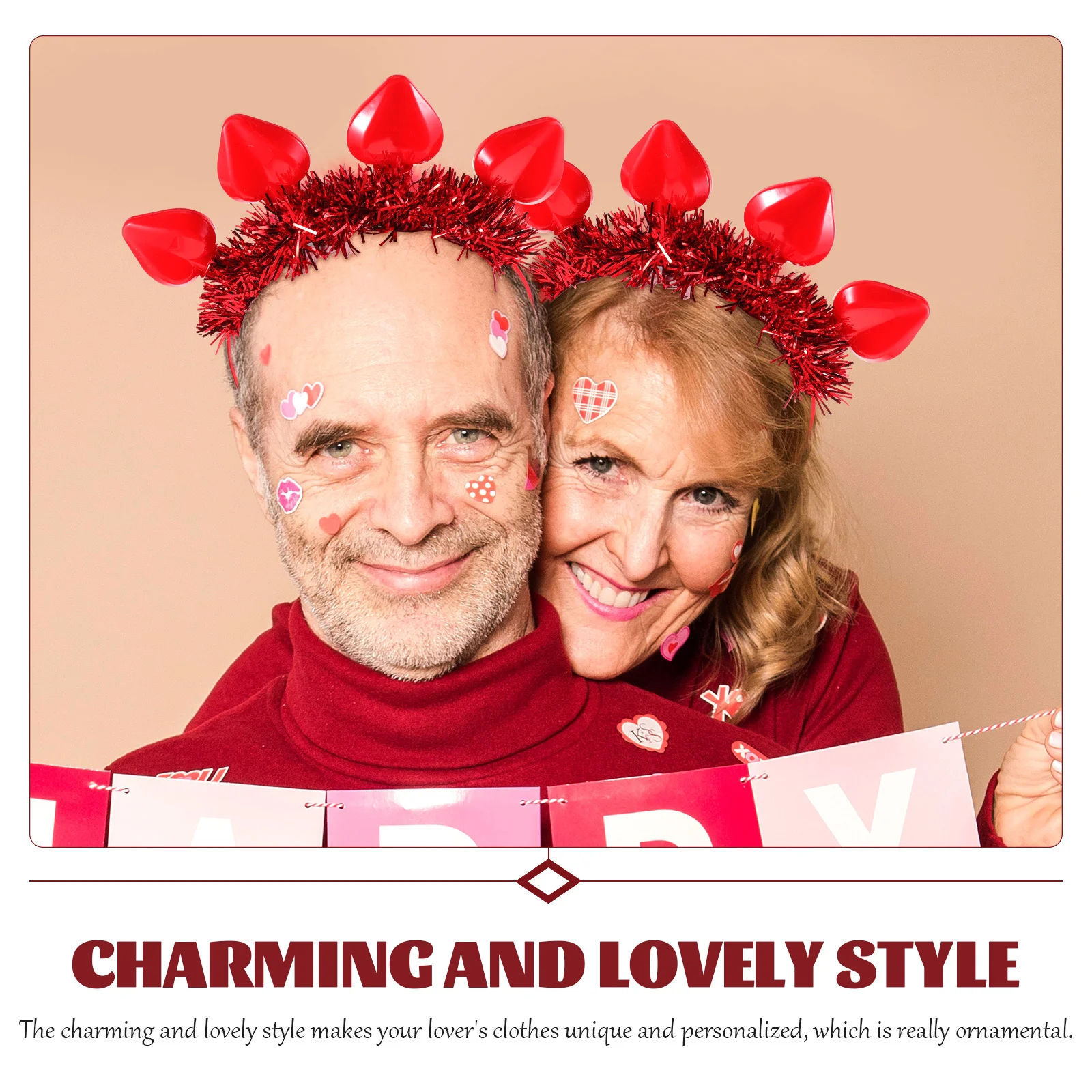 عصابة رأس مضيئة على شكل قلب إكسسوارات عيد الحب للنساء والفتيات ملابس الحفلات على شكل قلب هيرباند ديكور هدية عيد الحب #5