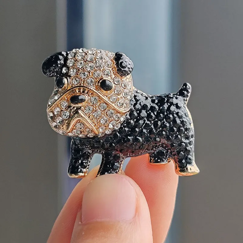 Nowe Śliczne Rhinestone Puppy Dog Broszki Dla Kobiet Mężczyzn Koreańska Moda Urocza Pies Animal Broszka Odzież Plecak Szpilki Biżuteria Prezent — zdjęcie 3