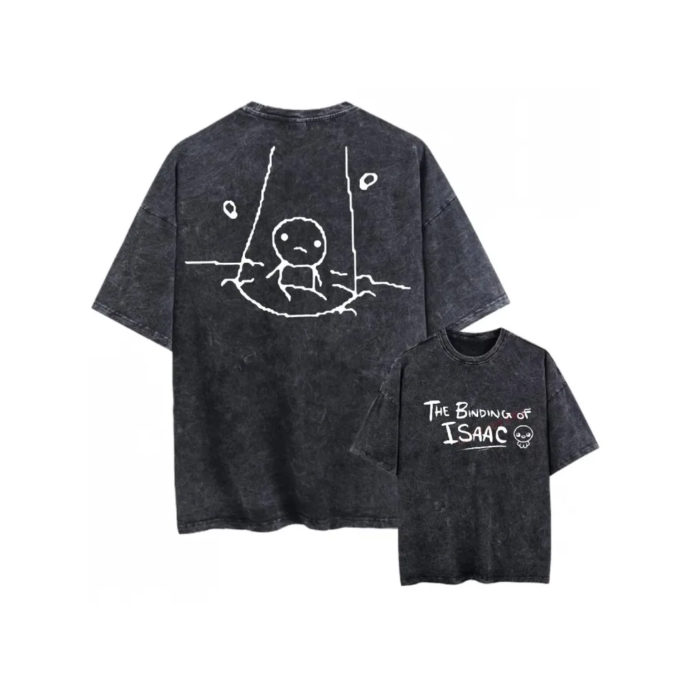 The Binding of Isaac T-shirt Gothic Aesthetic Vintage Washed Game Graphic Unisex Oversized Streetwear Cotton Tee Clothing Tops