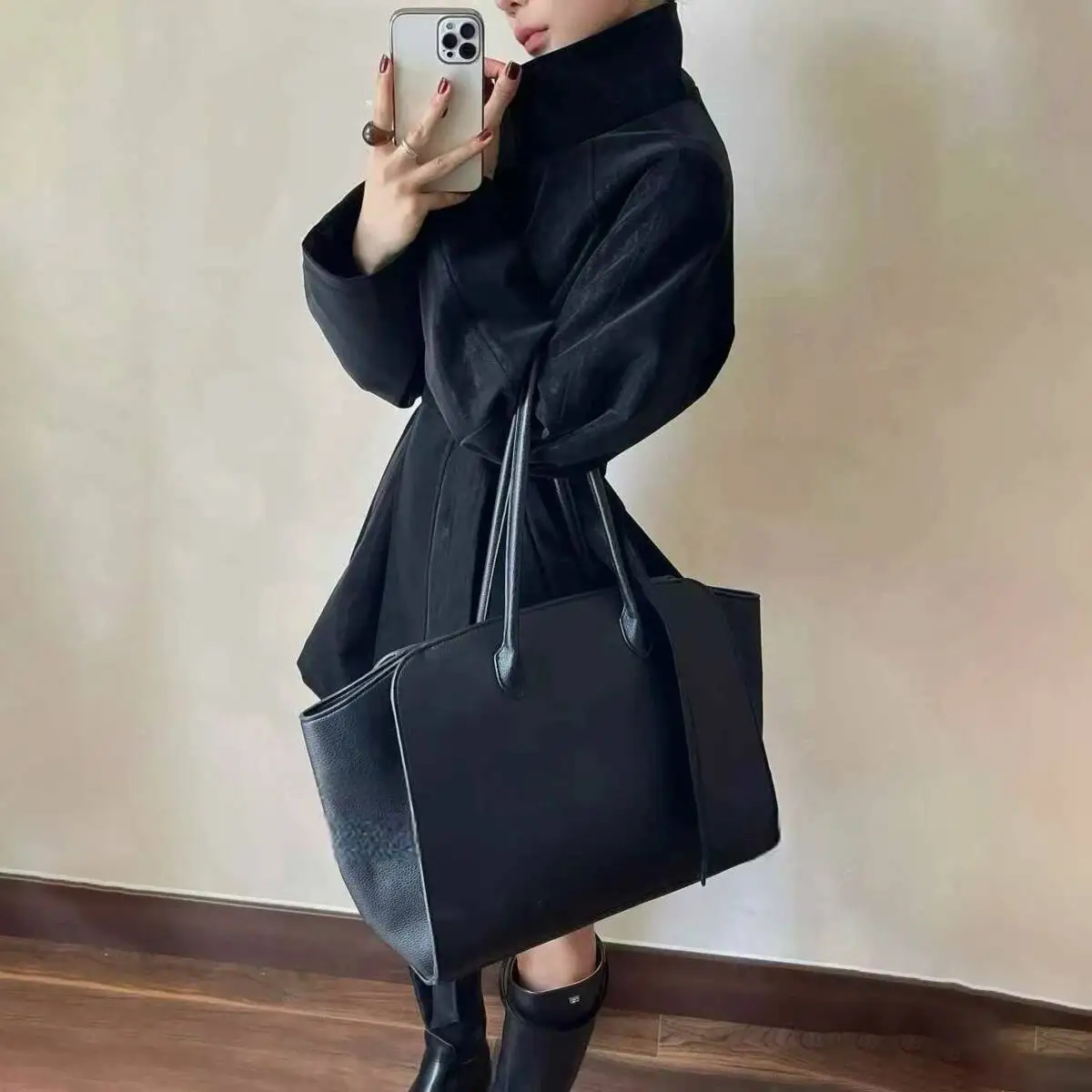 BJTZ ベルト付きタイウエストスタンドカラートレンチジャケット女性のための 2025 秋の新トレンドソリッドカラーオフィスレディ気質ウインドブレーカー