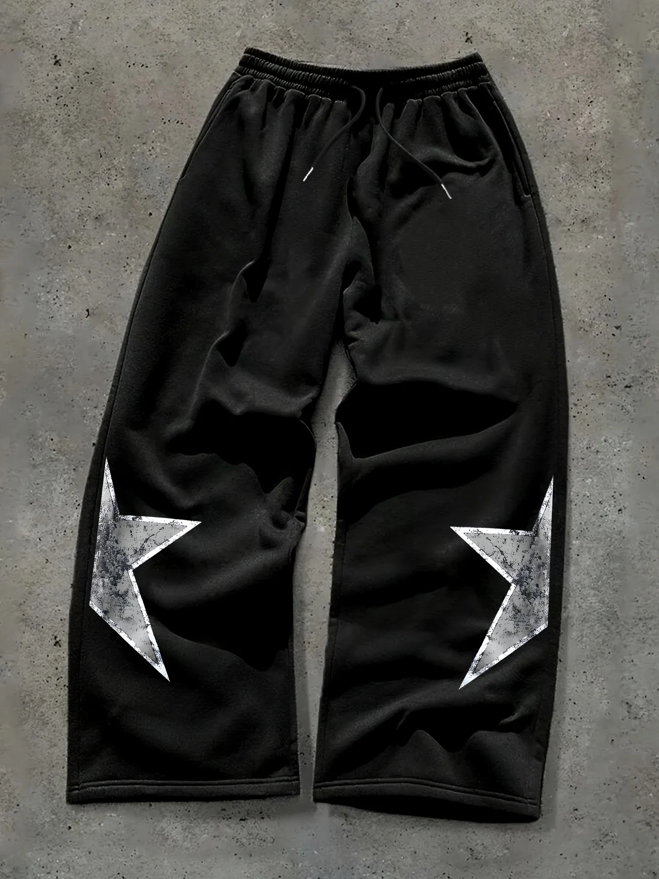 Men Streetwear Star Print Drawstring Sweatpants Casual Fashion Comfortable Daily Wear All Match Hip Hop Baggy Pants S-3XL