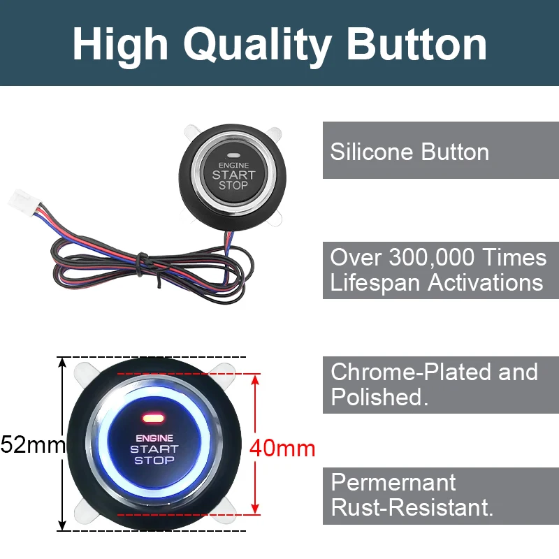 Hippcron Car Alarm One Button Start/Stop System Kit Remote Engine Door Lock Keyless Entry System chiusura centralizzata