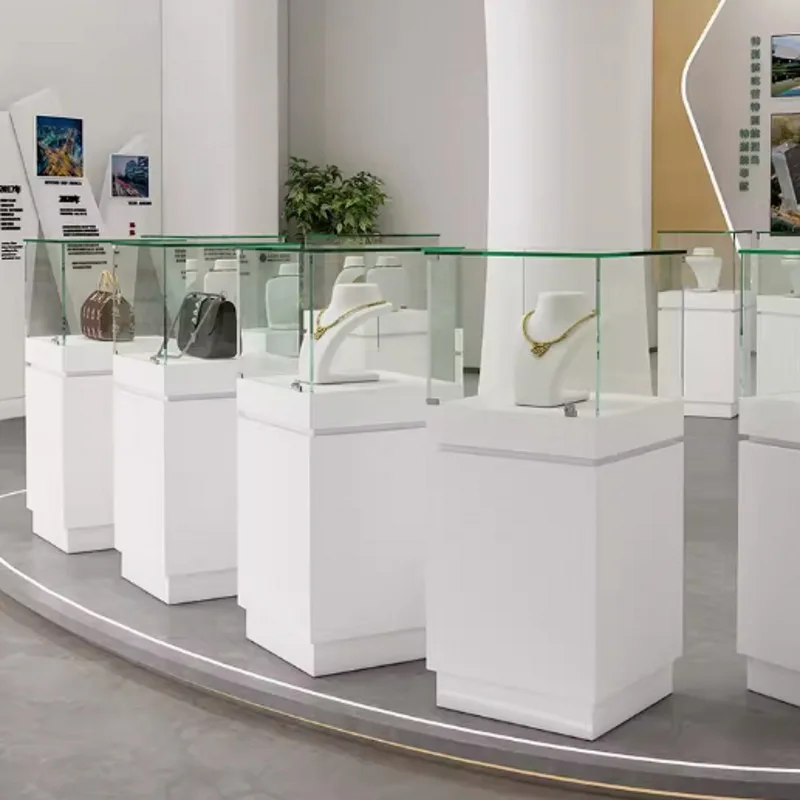 Museum jewelry Wooden jewelry Glass counter Antique jade display cabinet Ceramic cultural relics display stand