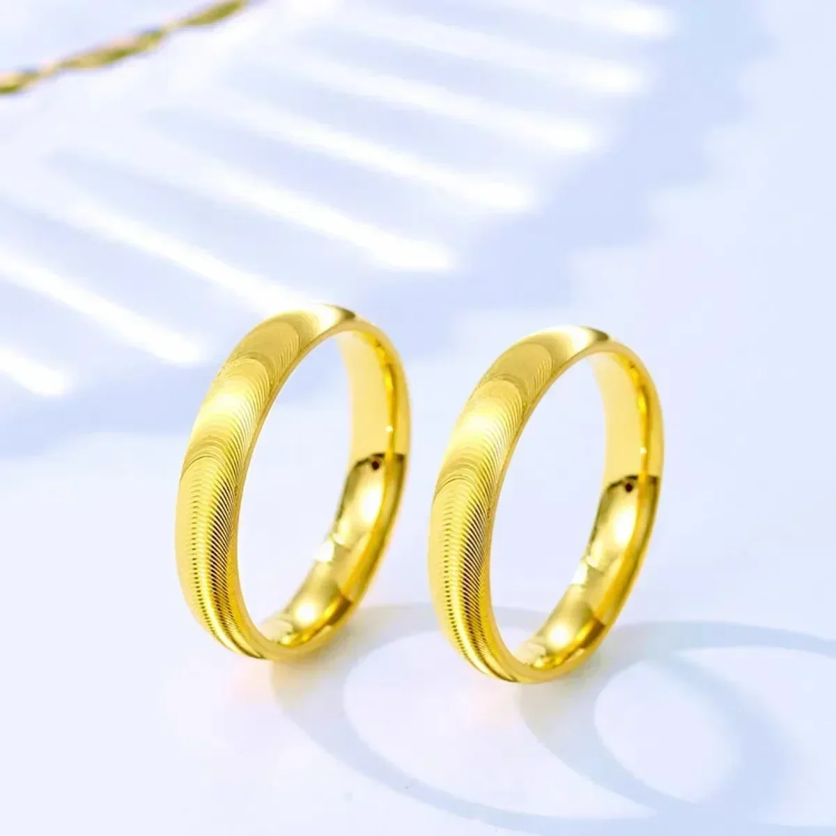 Goldpure High - Grade 24K Pure Gold AU999 Cat's Eye Ring, Fashionably Simple for Couples, Wholesale with Metal Stamp
