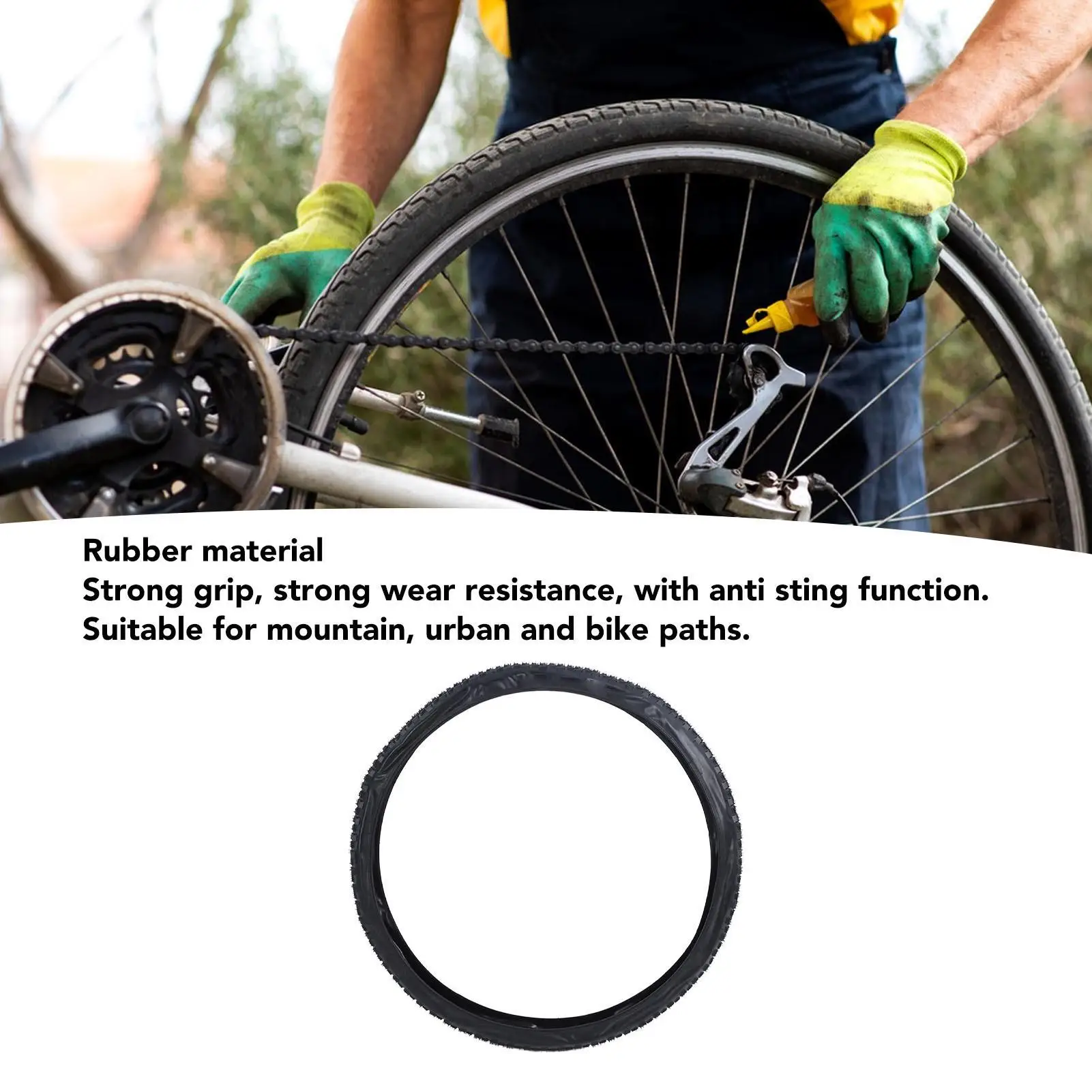 Foldable Bike Tire - Puncture Resistant, Shock Absorbing, Weatherproof, Strong Grip for road Use