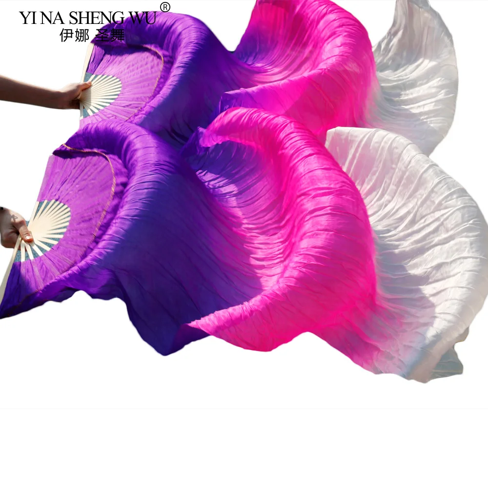 

Оптовая продажа, 1 шт. правые вентиляторы + 1 шт. левые вентиляторы, 5 размеров, ручная роспись, шелковая вуаль для танца живота, горячая распродажа больше! Фиолетовый+розовый+белый