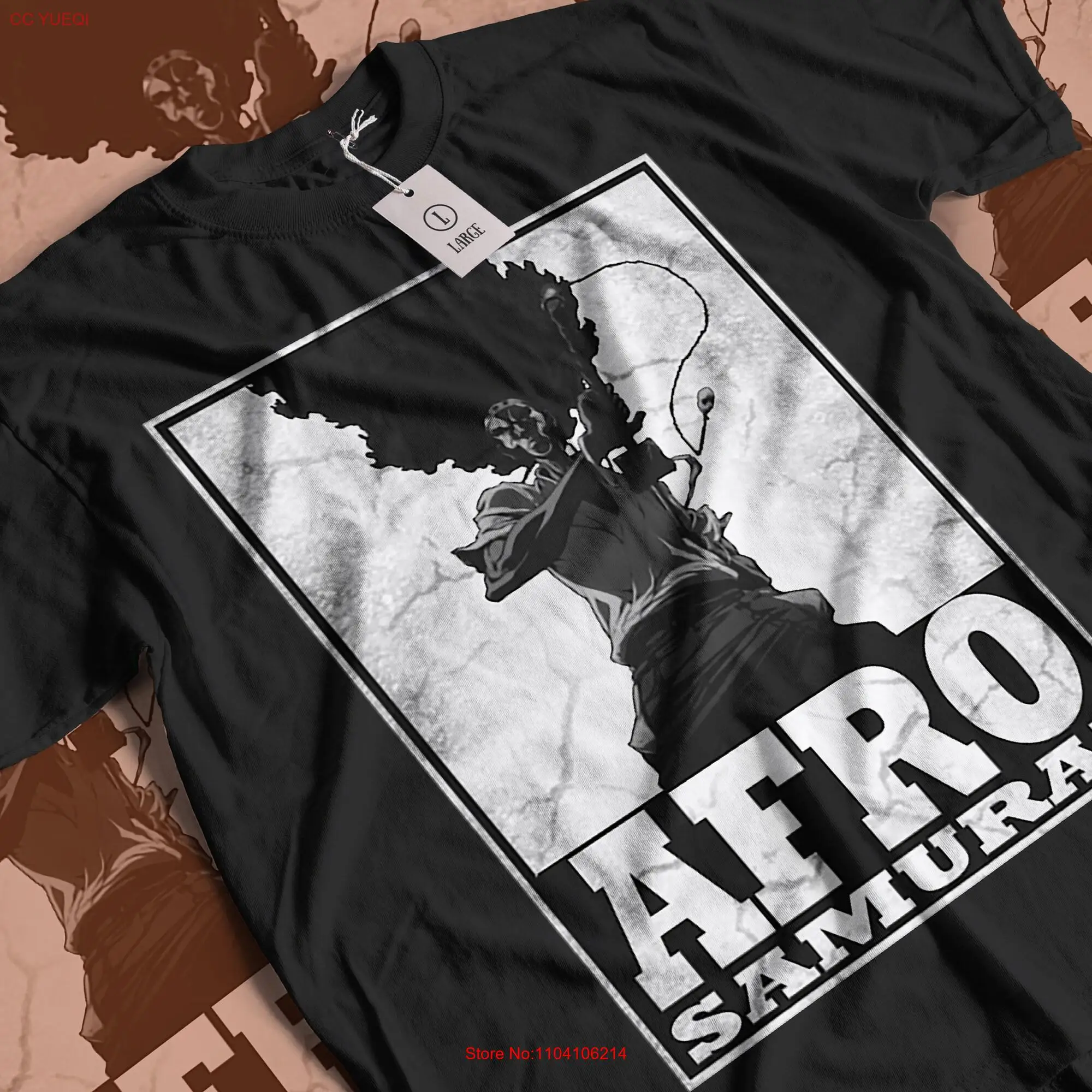 The Afro Samurai Aesthetic Anime  T Shirt long or short sleeves