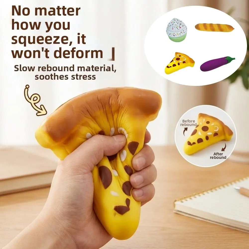 Fun Soft Simulated Cream Cake Squeeze TPR Pizza Sensory Fidget Bread Eggplant Pizza Pinching Office Use