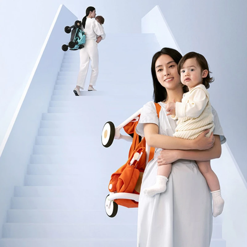 Ultra-Light Stroller - Foldable Airplane-Friendly Baby Carrier with 4-Wheel Shock Absorption, UPF50+ Canopy & Reclining Seat - Image 3