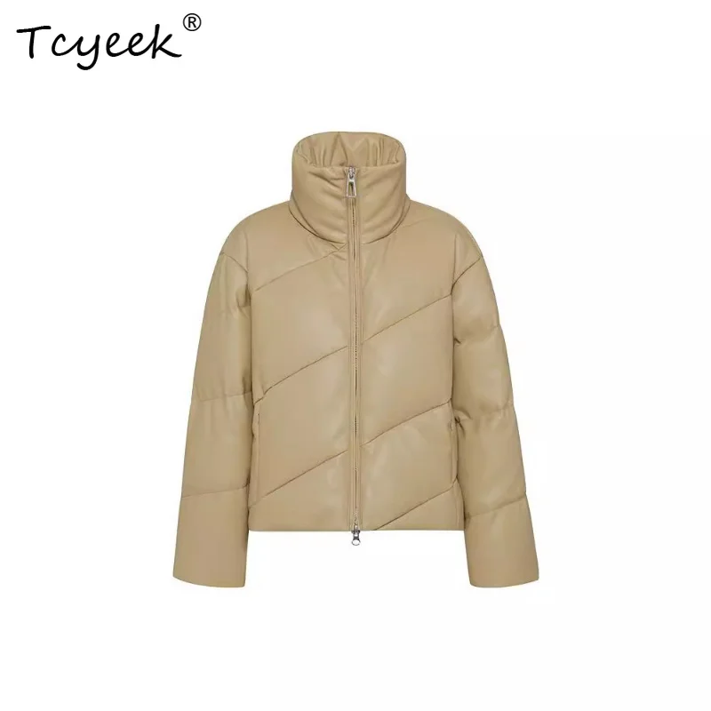 Tcyeek Real Leather Jacke for Women Genuine Sheepskin Down Coat Lady's Winter Clothes Fashion Stand Collar Woman Coats Chaquetas