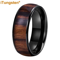 ITungsten 8mm 6mm 4mm uomo donna fede nuziale in tungsteno anello di gioielli di moda con intarsio in legno scuro bombato lucido Comfort Fit