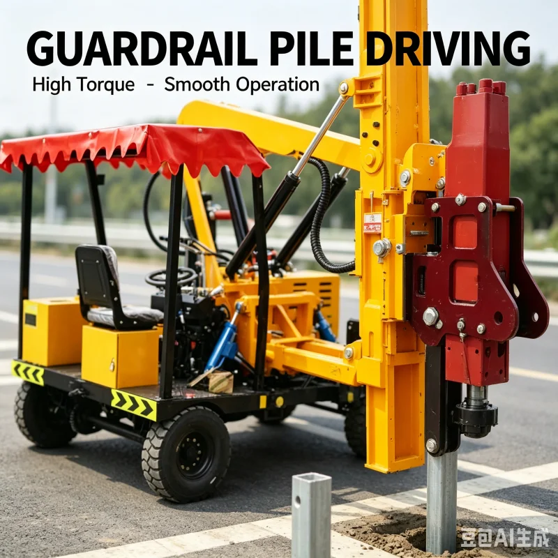 Hydraulic Guardrail Post Driver Highway Piling Rig For Road Safety Barrier Installation Traffic Fence Ramming Machine