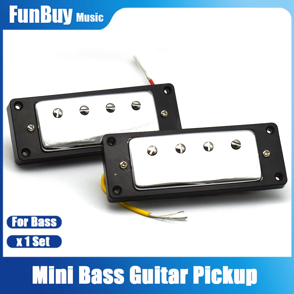 1Set Guitar Pickups Mini 4 string Bass Guitar Humbucker Pickups with Black Ring for Electric Guitar with mounting screws