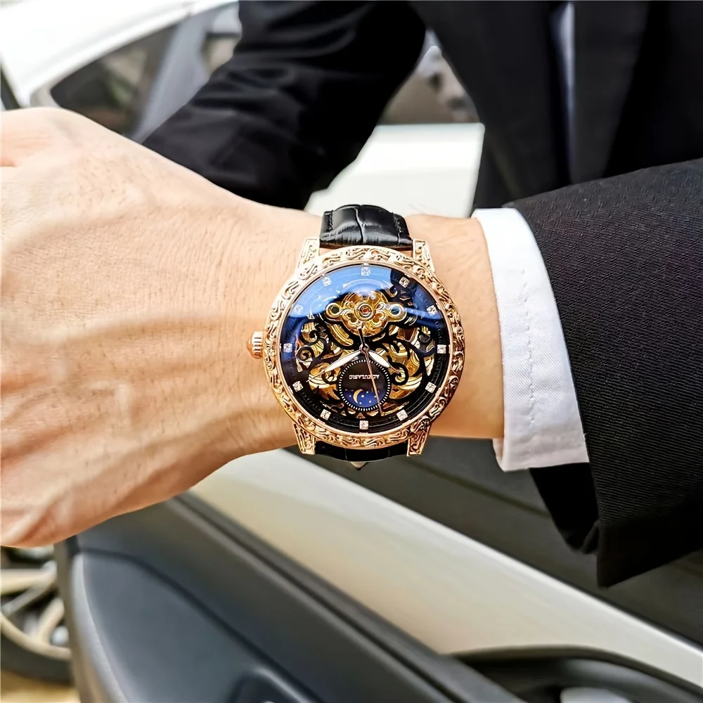 ساعة عالية المظهر ورائعة وشعبية الأكثر مبيعًا للرجال، ساعة ميكانيكية، مقطوعة، عصرية، كاجوال للعمل، وسيم، راقي، فاخرة يمكن الوصول إليها، ساعة ذات علامة تجارية مشهورة، أفضل هدية له، لا يتطلب بطارية