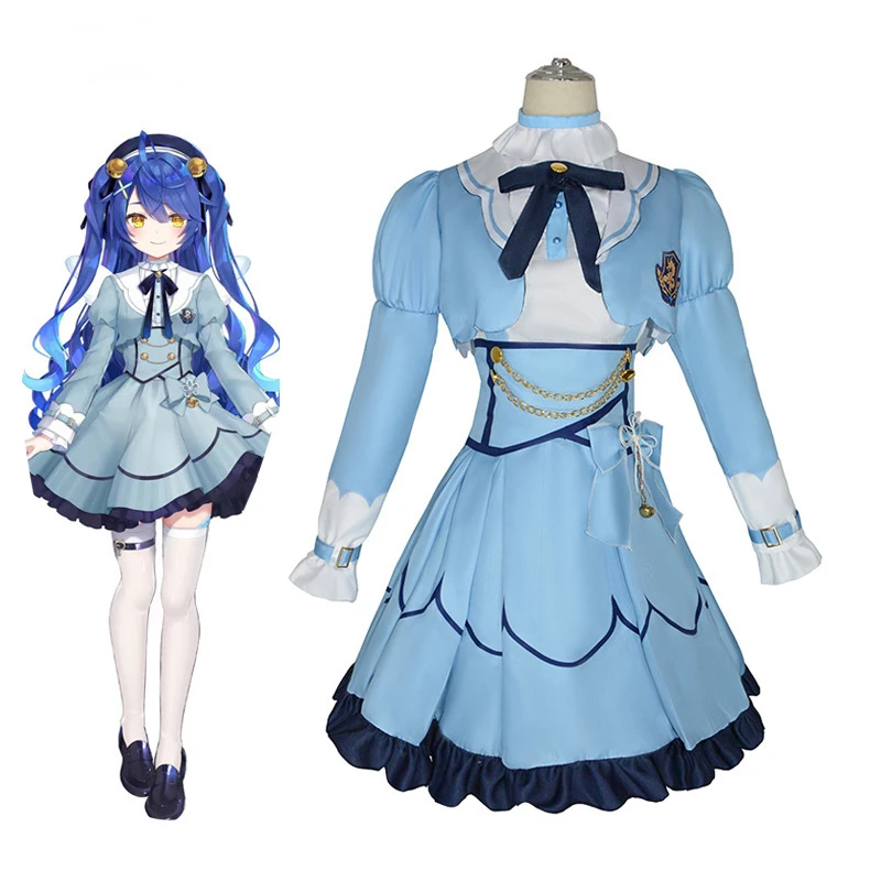 Vtuber YouTuber Cosplay Costume Anime Nijisanji Clothes Lolita Dress Halloween Role Play Outfit